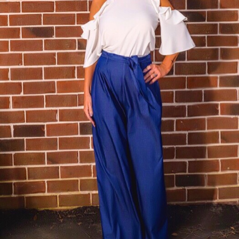 High waisted wide leg denim pants (size small)